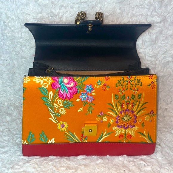 Gucci Satin Calfskin Bamboo Tokyo Jacquard Floral Dionysus Top Handle Bag Purse - Picture 15 of 17